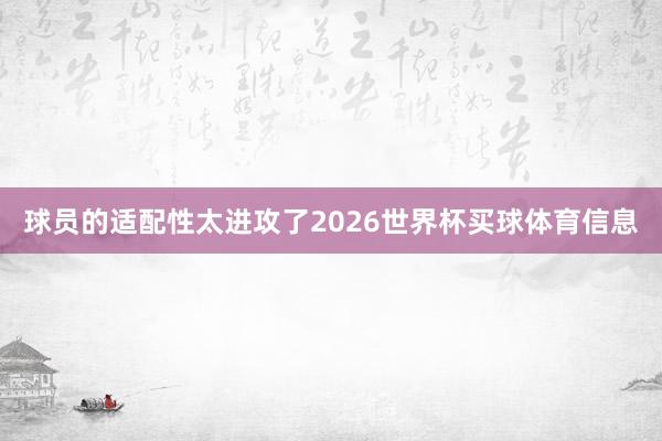 球员的适配性太进攻了2026世界杯买球体育信息
