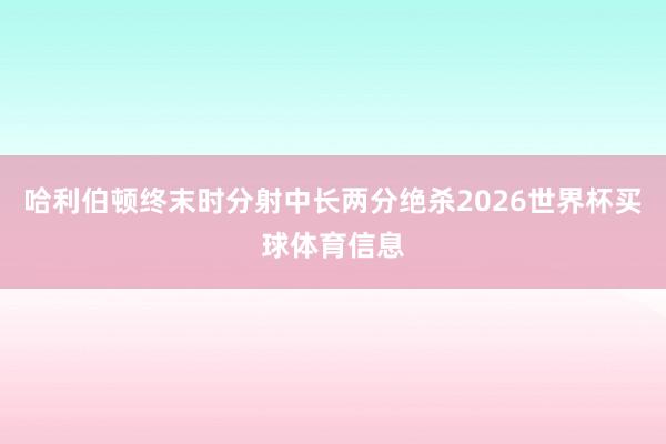 哈利伯顿终末时分射中长两分绝杀2026世界杯买球体育信息