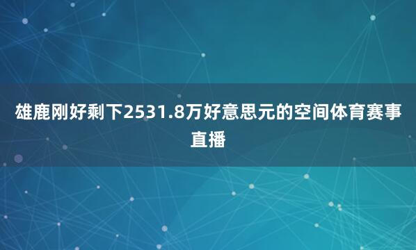 雄鹿刚好剩下2531.8万好意思元的空间体育赛事直播