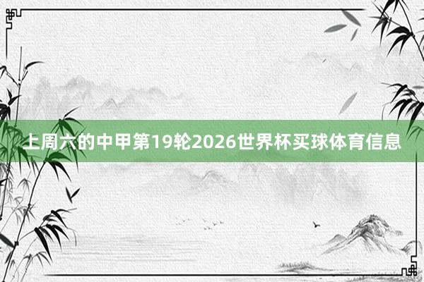 上周六的中甲第19轮2026世界杯买球体育信息