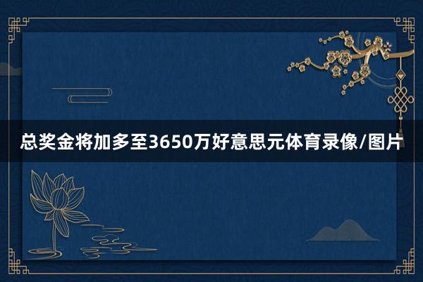 总奖金将加多至3650万好意思元体育录像/图片